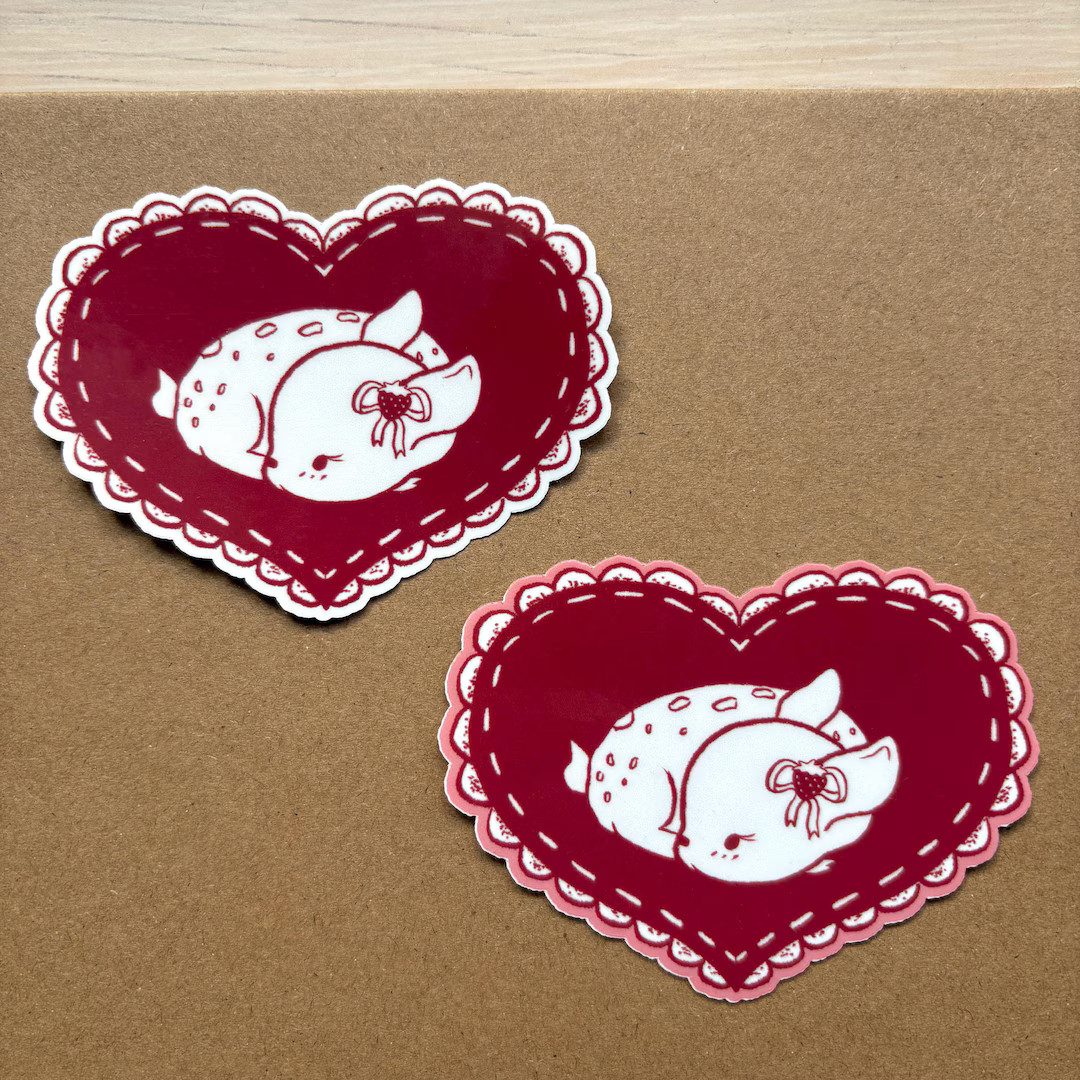 Baby Deer in a Heart Vinyl Sticker Waterproof, Cute Stickers, Stationery, Strawberries, Journal, ... | Etsy (US)