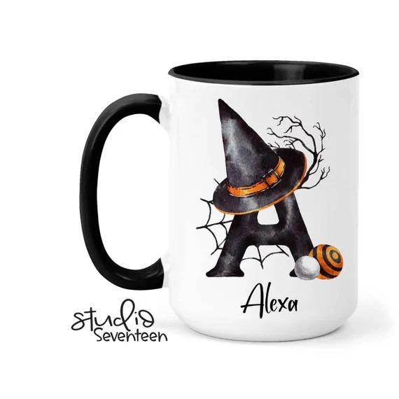 Personalized Halloween Monogram Mug Customizable Fall Coffee - Etsy | Etsy (US)
