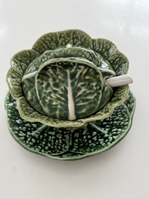 Secla Portuguese Cabbage Sugar / Jam Bowl, Lid & Underplate | eBay US