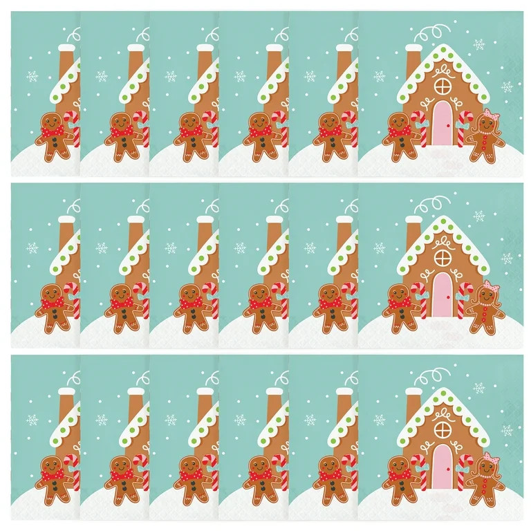 Gingerbread House Paper Christmas Napkins, Multicolor, 6.5" x 6.5", 18 Count, by Holiday Time | Walmart (US)