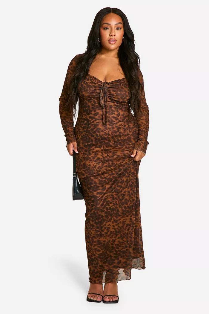 Plus Leopard Mesh Maxi Dress | boohoo (US & Canada)