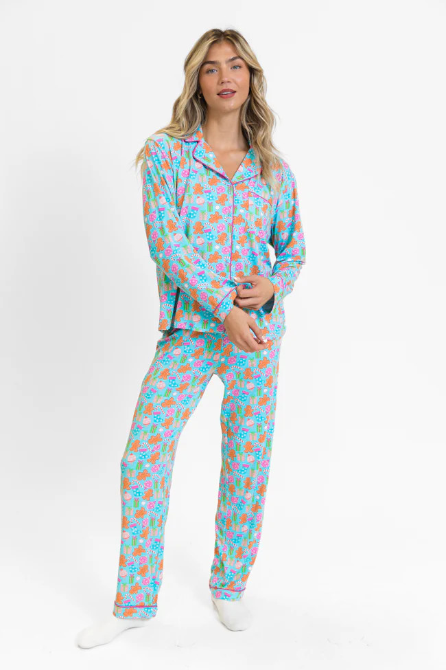 Under The Stars in Christmas Cheer Long Sleeve Bamboo Pajama Top | Pink Lily