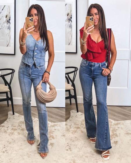 Statement tops on sale 40% off
The first look gives me all the throw back Brittany vibes Denim vest sz small, stretch jeans sz small
Love this bodysuit ..I wore it Memorial Day sz small 
Jeans sz small
Heels tts 
#ltkseasonal
Summer outfit ideas liveloveblank, Kim blank

#LTKstyletip #LTKFind #LTKsalealert
