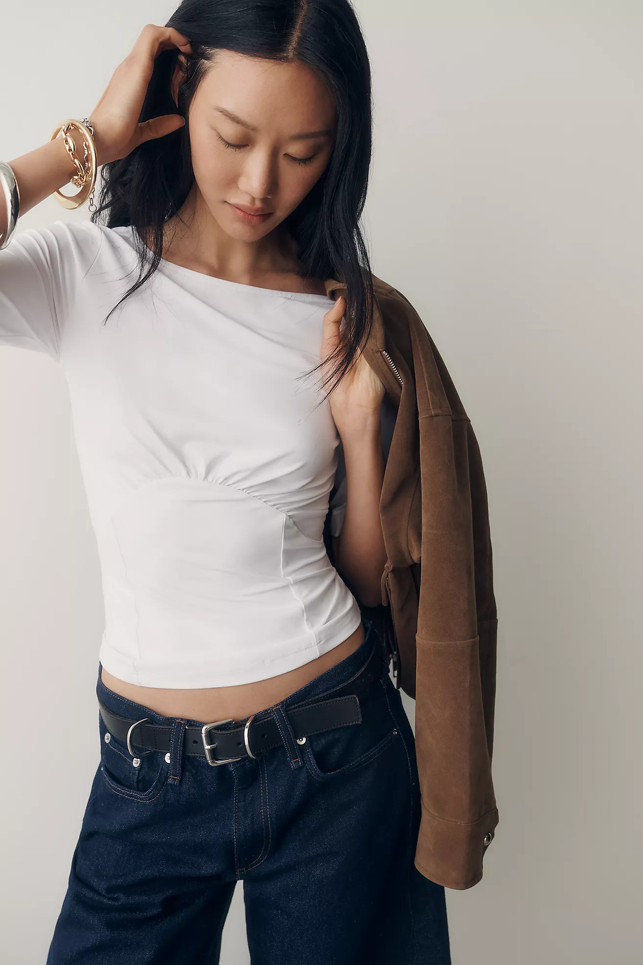 Maeve Ruched Boat-Neck Top | Anthropologie (US)