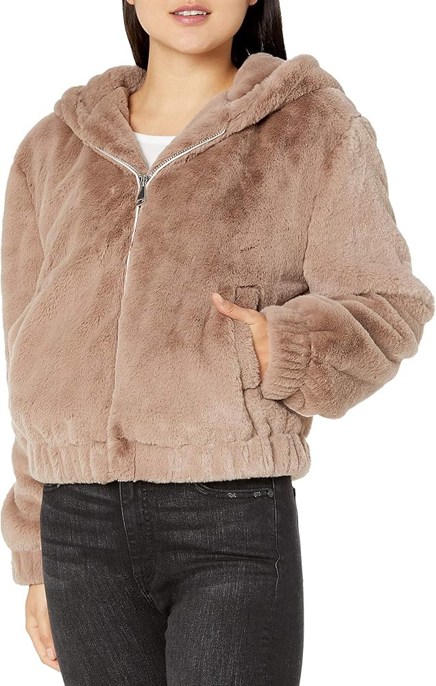 The Drop Women's Sloane Faux Fur Zip Front Hooded Bomber Jacket | Amazon (US)