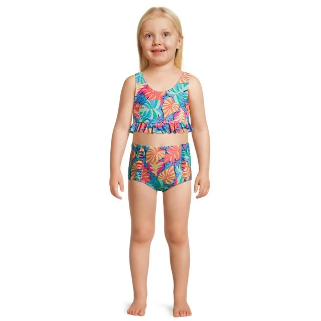 Wonder Nation Toddler Girl Ruffle Bikini Swimsuit, Sizes 12M-5T | Walmart (US)
