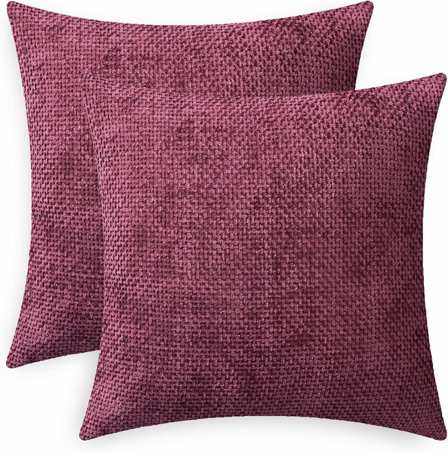 CaliTime Throw Pillow Covers Pack of 2 Soft Solid Dyed Cross Chenille Cushion Cases for Couch Sof... | Amazon (US)