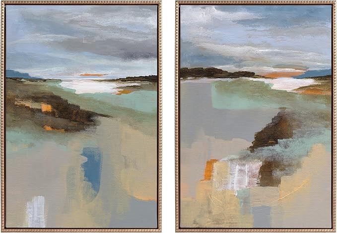 Kate and Laurel Sylvie Beaded Big Sur I and II Vintage Framed Canvas Wall Art Set by Nikita Jariw... | Amazon (US)