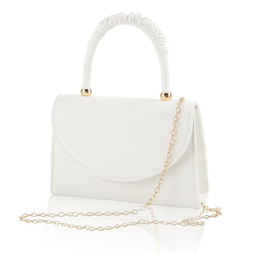 AIBAOWU White Clutch Purses for Women Evening Bag for Wedding Formal White Handbags Party Purse with Detachable Chain Crossbody Shoulder Bag | Amazon (US)