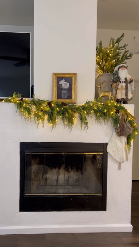 Fireplace mantel Holiday decor, realistic garlands around mantel

#LTKVideo #LTKhome #LTKHoliday