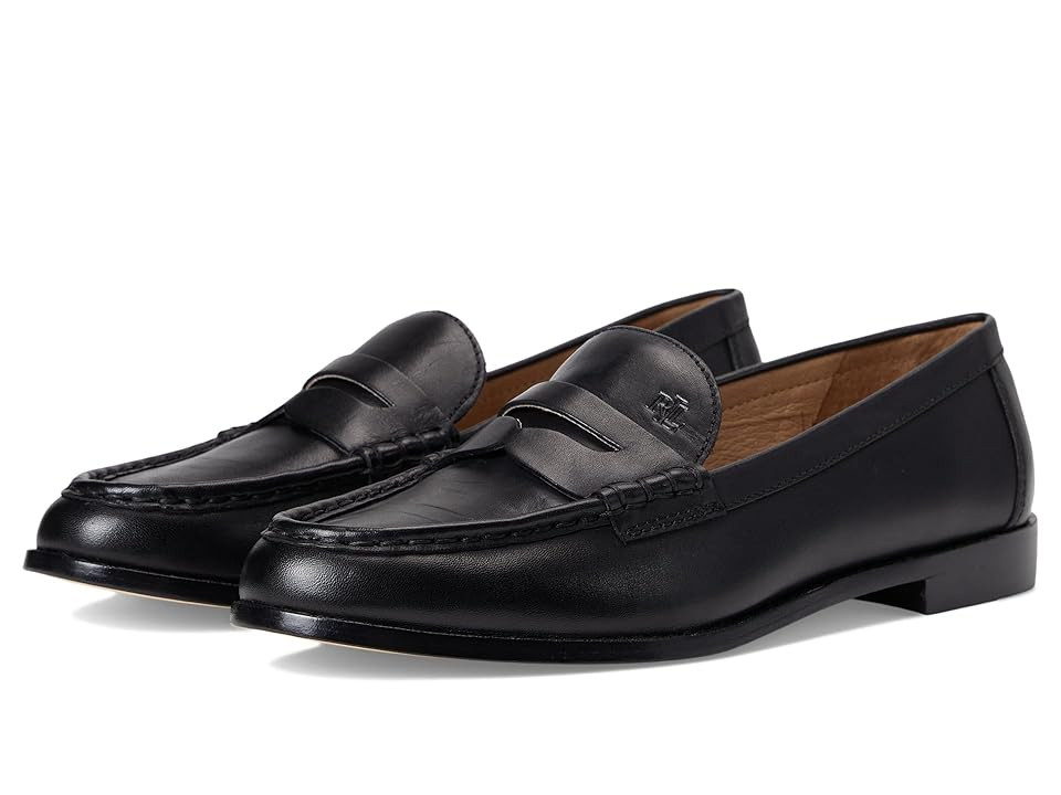 Lauren Ralph Lauren Wynnie Loafers Women's Shoes Black : 6 B - Medium, Leather | Zappos