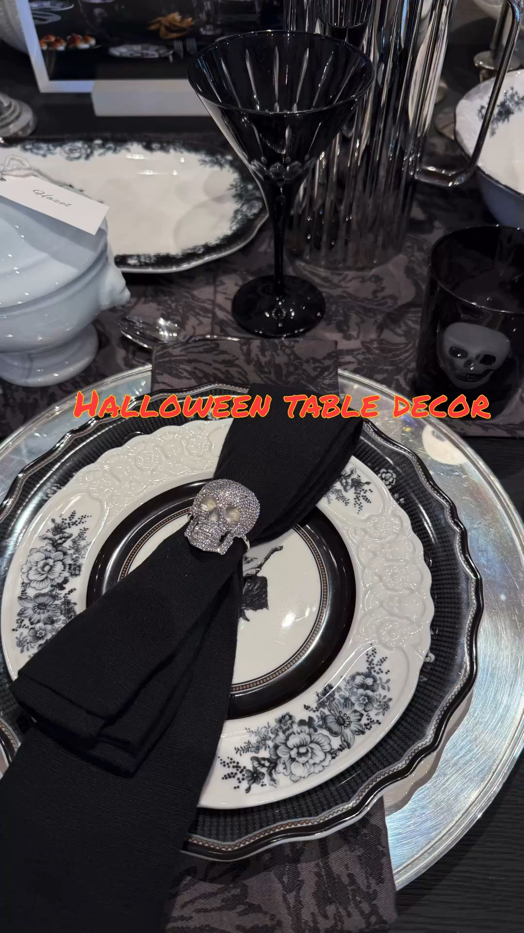 Halloween Table decor - Add a touch of sparkle & glam to your spooky Halloween table with these skull rhinestone napkin rings.

#LTKHome #LTKSeasonal