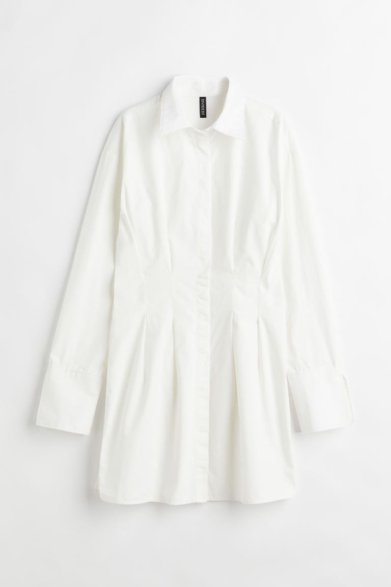 Tapered-waist shirt dress - White - Ladies | H&M GB | H&M (UK, MY, IN, SG, PH, TW, HK)