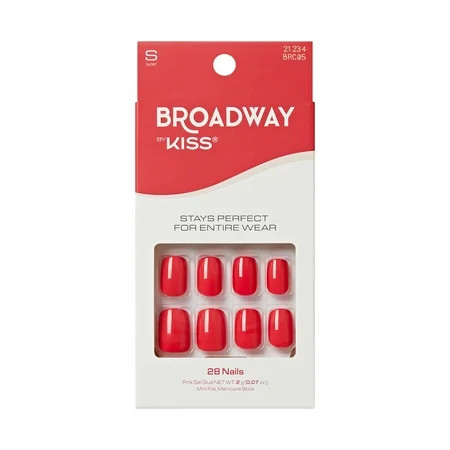 Broadway by Kiss Color Press On Nails ‘Truthful’ Red Short Squoval 28 Count | Walmart (US)