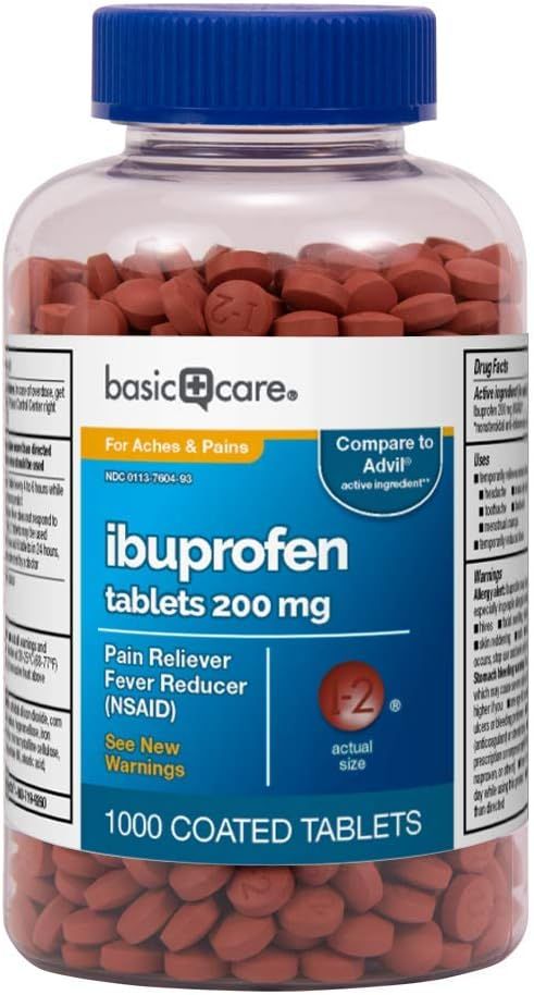 Amazon Basic Care Ibuprofen Tablets 200 mg, Pain Reliever/Fever Reducer, 1000 Count | Amazon (US)