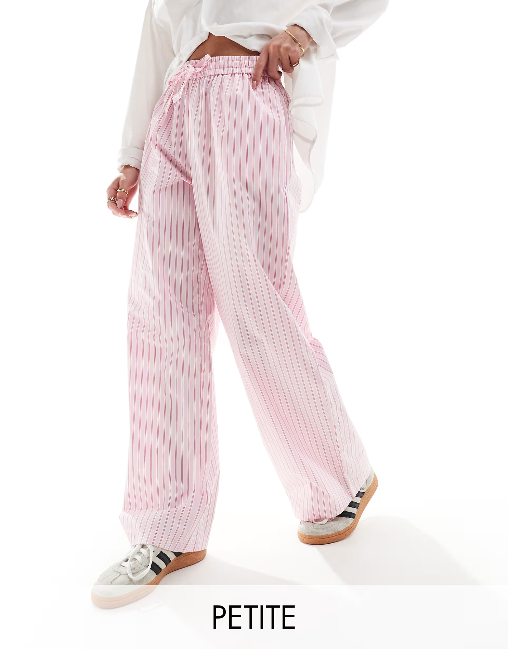 ONLY Petite wide leg trouser in pink and red stripe | ASOS (Global)