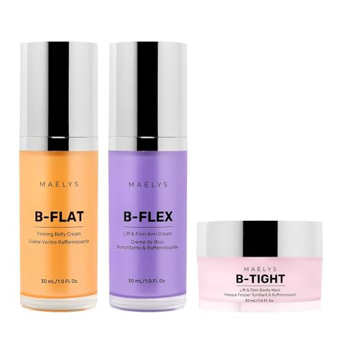 MAËLYS MINI QUEEN B'S Tightening Bundle - Firming Cream Trio for Booty, Belly & Arms - Includes B-TIGHT, B-FLAT & B-FLEX Travel Minis - Helps Improve the look of Stretch Marks & Cellulite (1.0 Fl Oz) | Amazon (US)