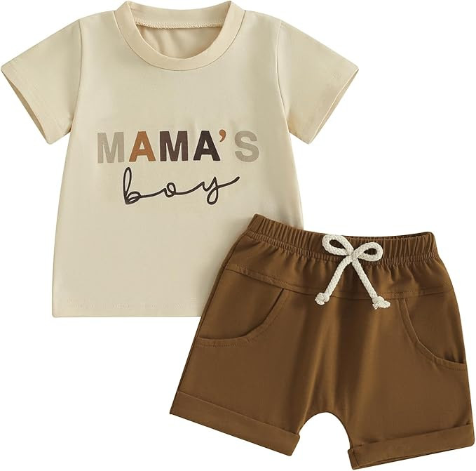 Mandizy Baby Boy Clothes Summer Short Sleeve T-Shirt Tops Solid Color Shorts 3 6 9 12 18 24 Month... | Amazon (US)