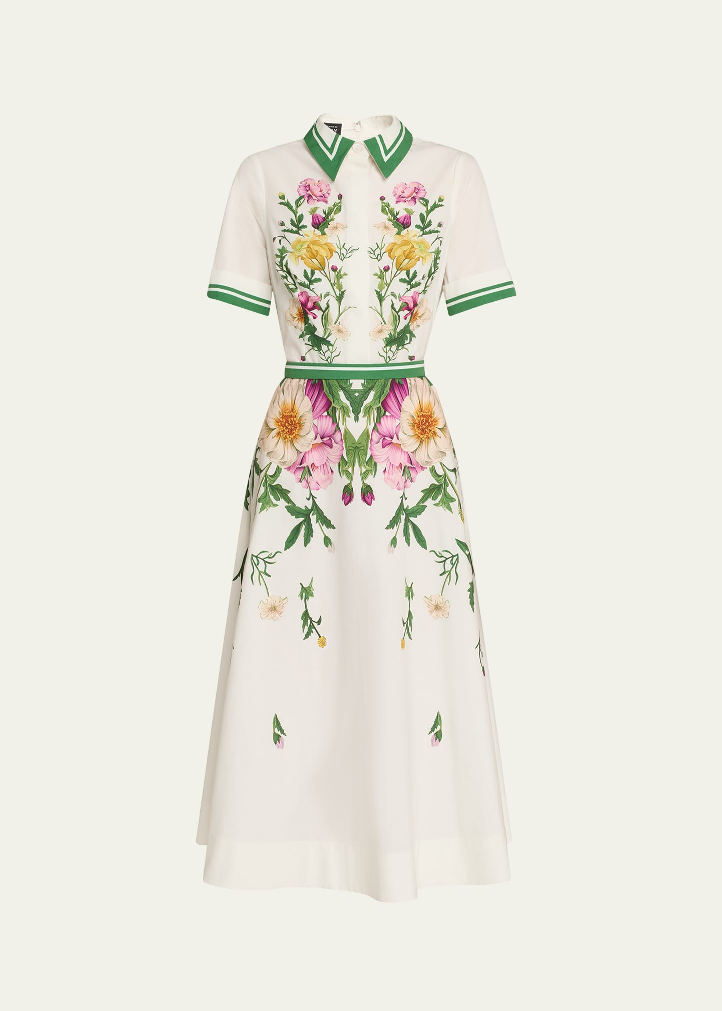 Rickie Freeman for Teri Jon Belted Floral-Print Cotton Midi Shirtdress | Bergdorf Goodman