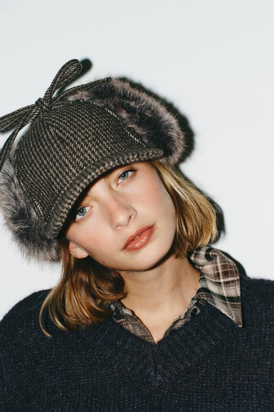 PLAID WOOL CAP WITH EAR FLAPS | Zara US