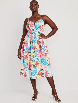 Fit &#x26; Flare Floral Smocked Midi Cami Dress for Women | Old Navy (CA)