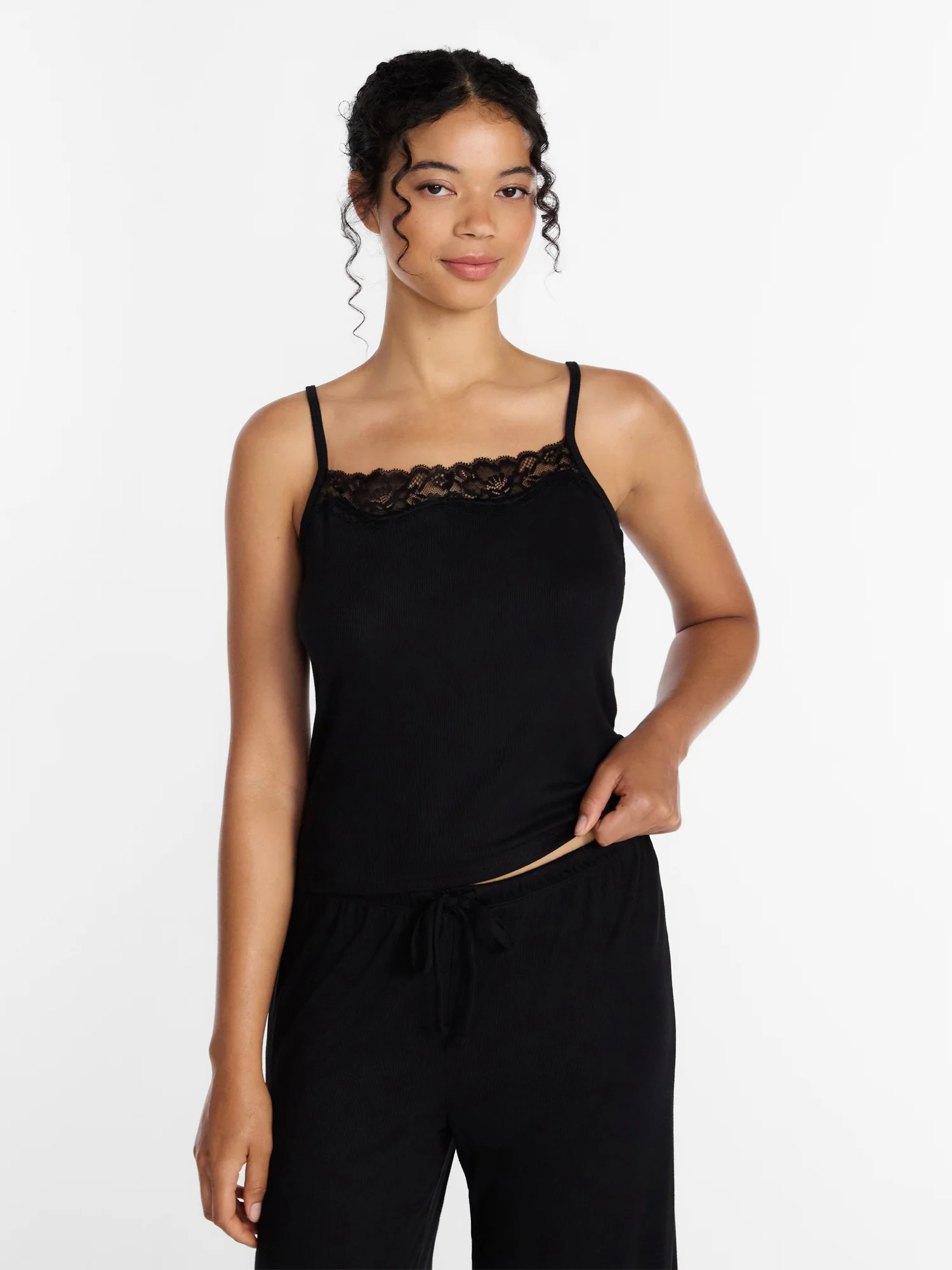 Joyspun Women’s Lace Trim Ribbed Cami Sizes XS-3X | Walmart (US)