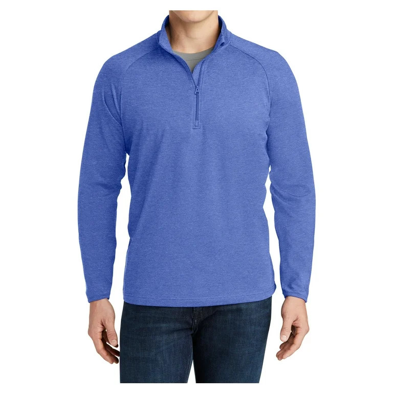 Mens Sport Wick Stretch 1/2 Zip Polyester/Spandex Pullover True Royal Heather M | Walmart (US)