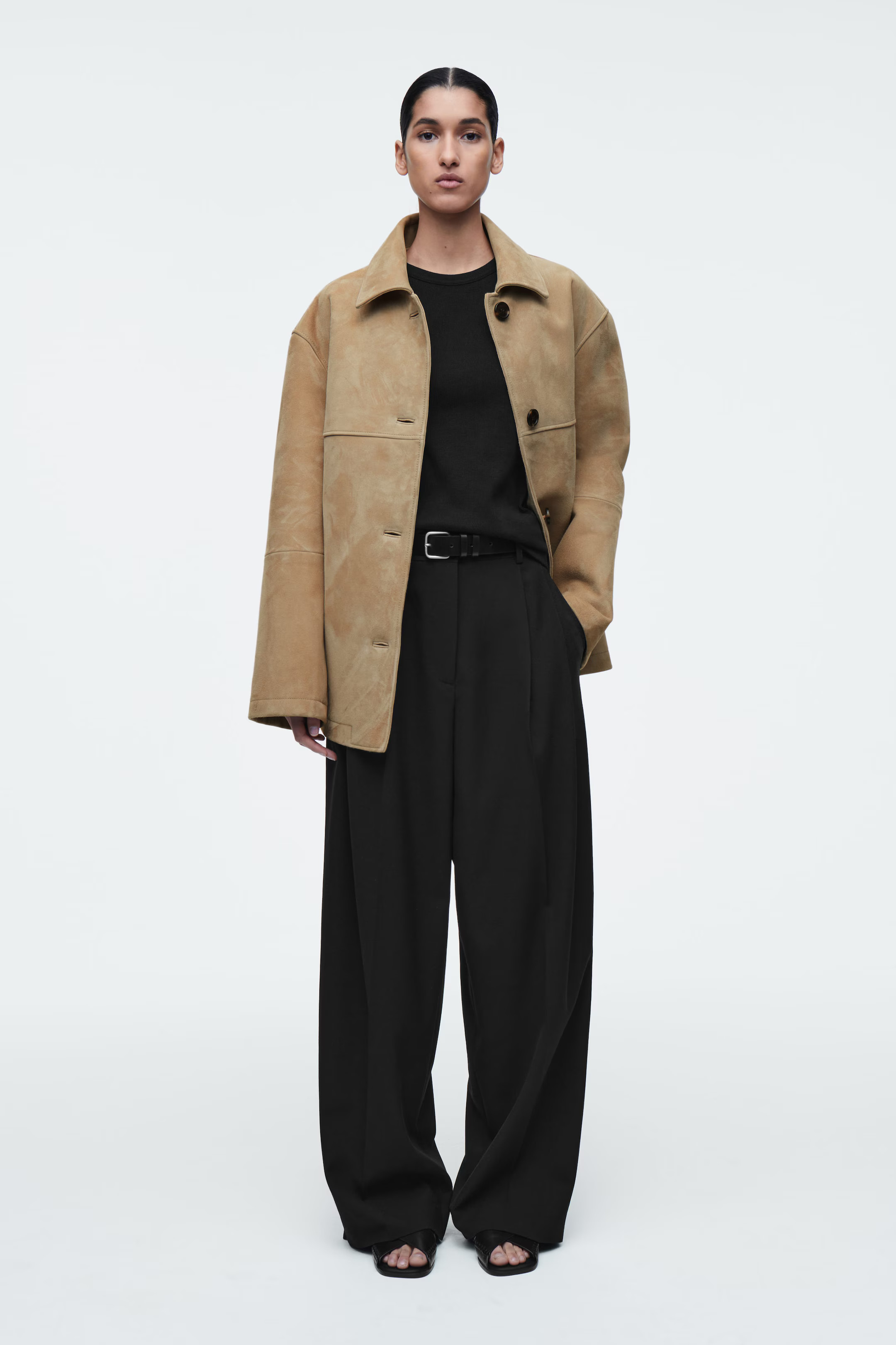 JACKE AUS VELOURSLEDER MIT KRAGEN | COS (EU)