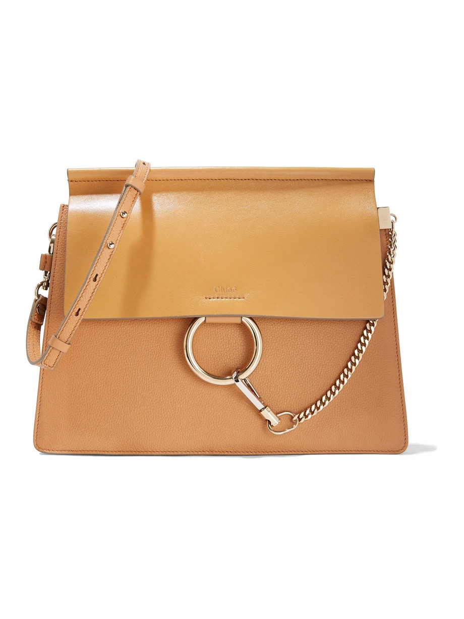 Chloé Faye Medium Leather Shoulder Bag, Sand, Women's, Size: One Size | NET-A-PORTER (US)