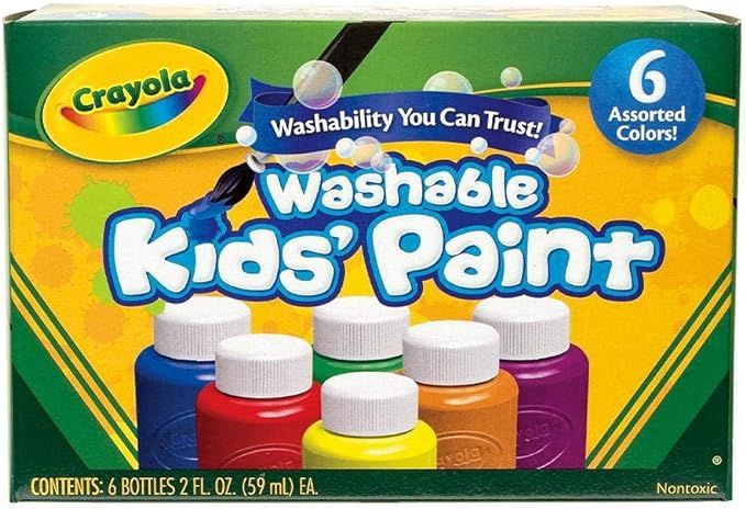 Crayola Washable Kids Paint, 6 Count, Kids At Home Activities, Painting Supplies, Gift, Assorted | Amazon (US)