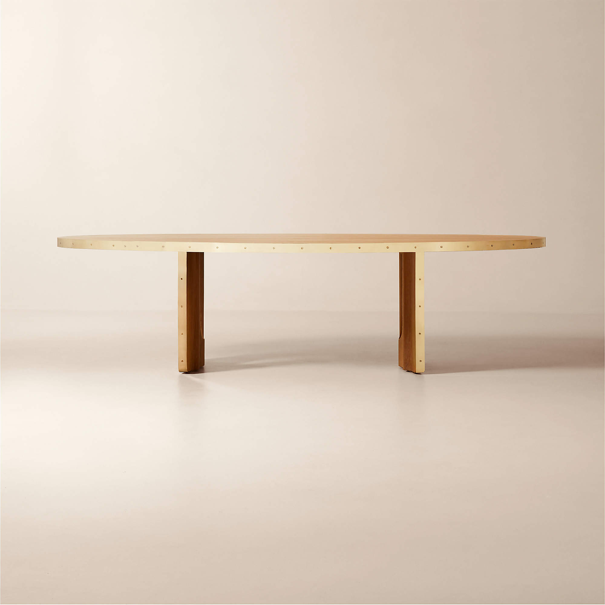Albertine 110" Oval Oak and Unlacquered Brass Dining Table by goop + Reviews | CB2 | CB2