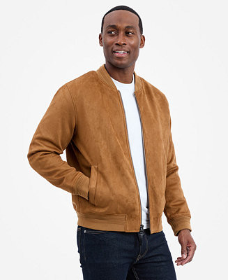 Men's Faux Suede Bomber Jacket | Macy's