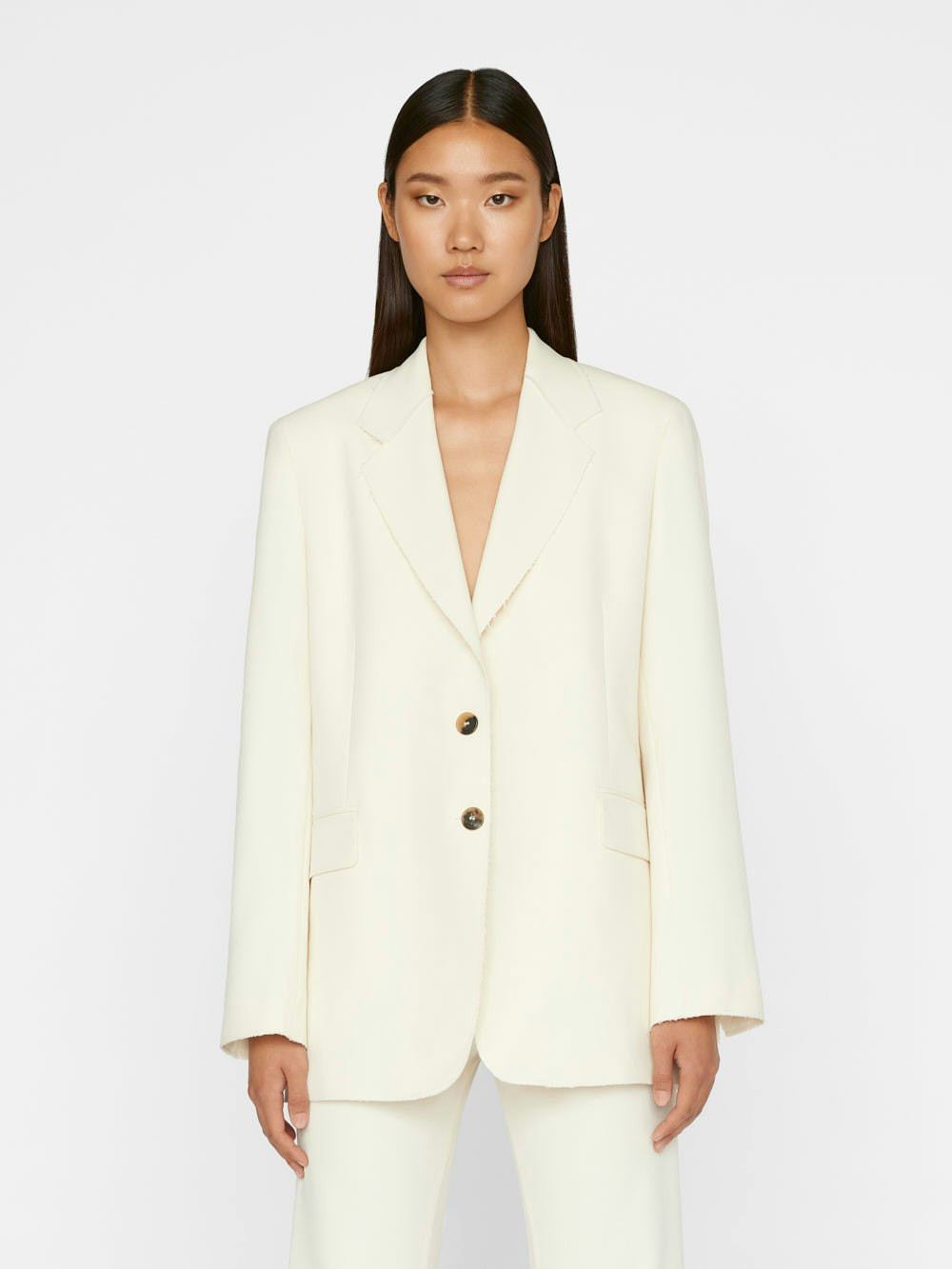 Oversized Raw Edge Blazer -- Off White | Frame Denim