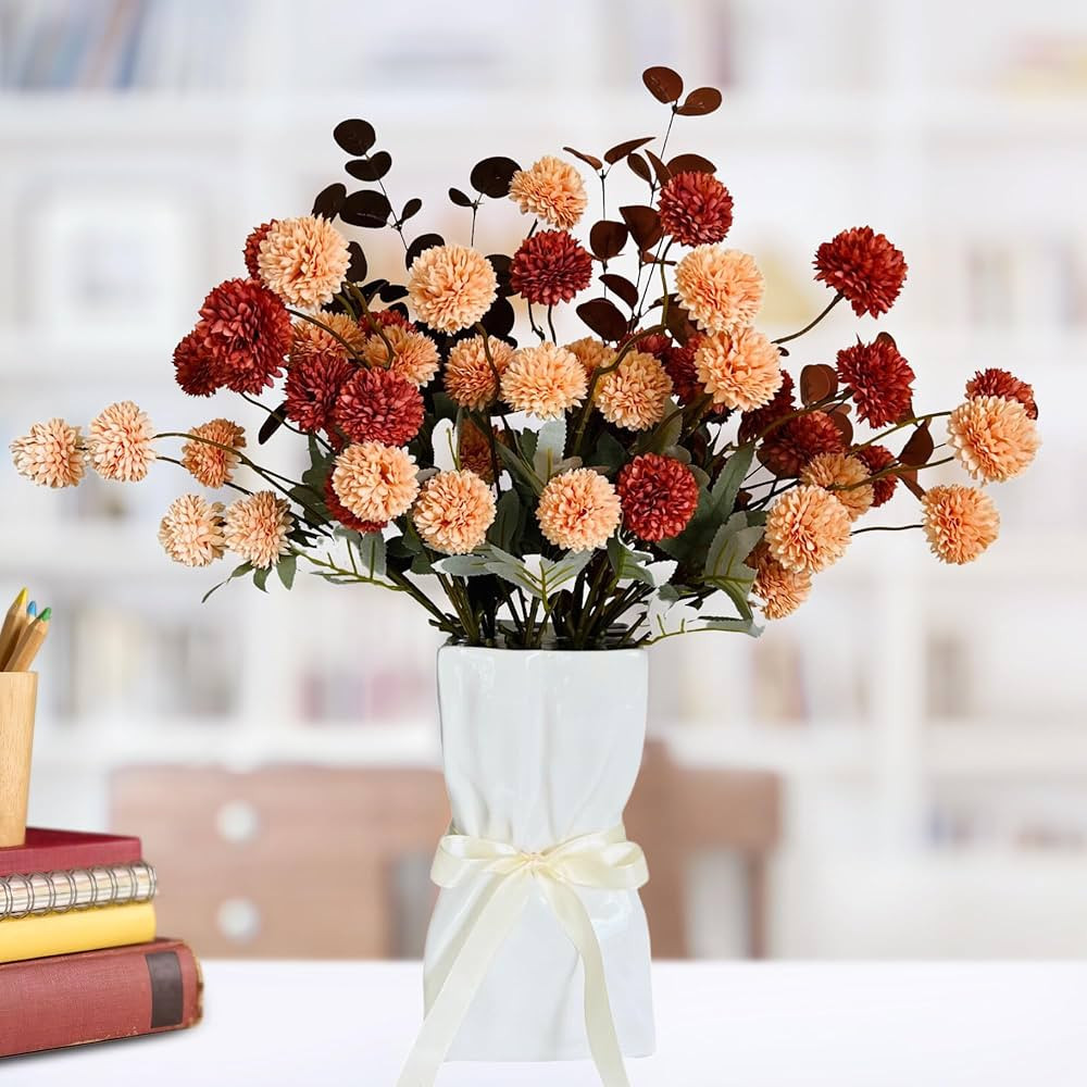 Faux Kiku Flower Artificial Fall Flower Balls Bulk, Small Chrysanthemum Flowers Hydrangea Artific... | Amazon (US)