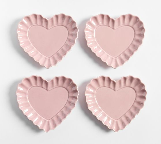 Heirloom Scalloped Heart Stoneware Appetizer Plates - Set of 4 | Pottery Barn (US)