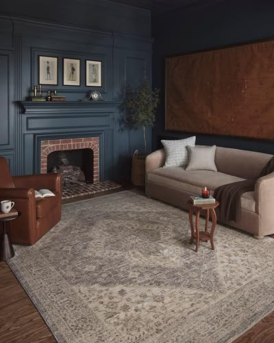 Loloi Magnolia Home by Joanna Gaines Junie Collection JUE-05 Denim/Natural 9'-6" x 13', .38" Pile Height, Area Rug | Amazon (US)