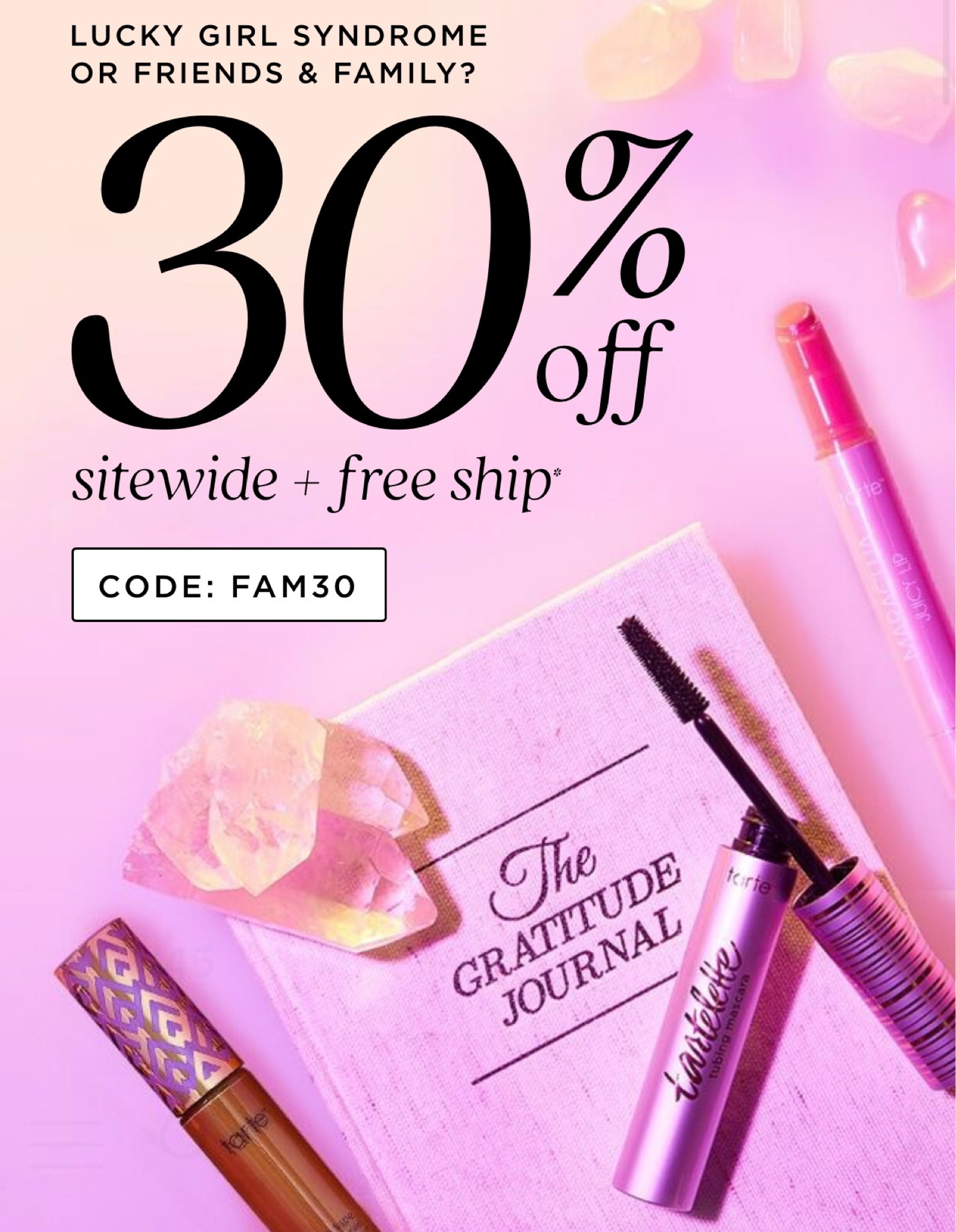 Tarte cosmetics friends and family sale! code: FAM30 for 30% off!!


#LTKbeauty #LTKsalealert #LTKSale
