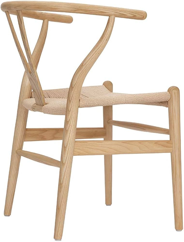 Tomile Solid Wood Wishbone Chair Y Chair Mid-Century Armrest Dining Chair, Hemp Seat (Ash Wood - ... | Amazon (US)