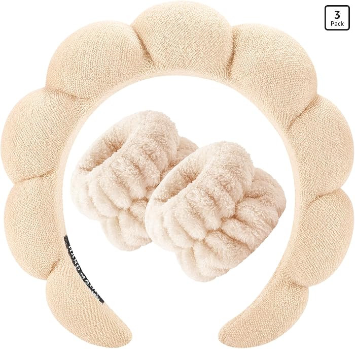 Zkptops Spa Headband for Women Sponge Makeup Skincare Headband Washing Face Wristband Set Terry C... | Amazon (US)