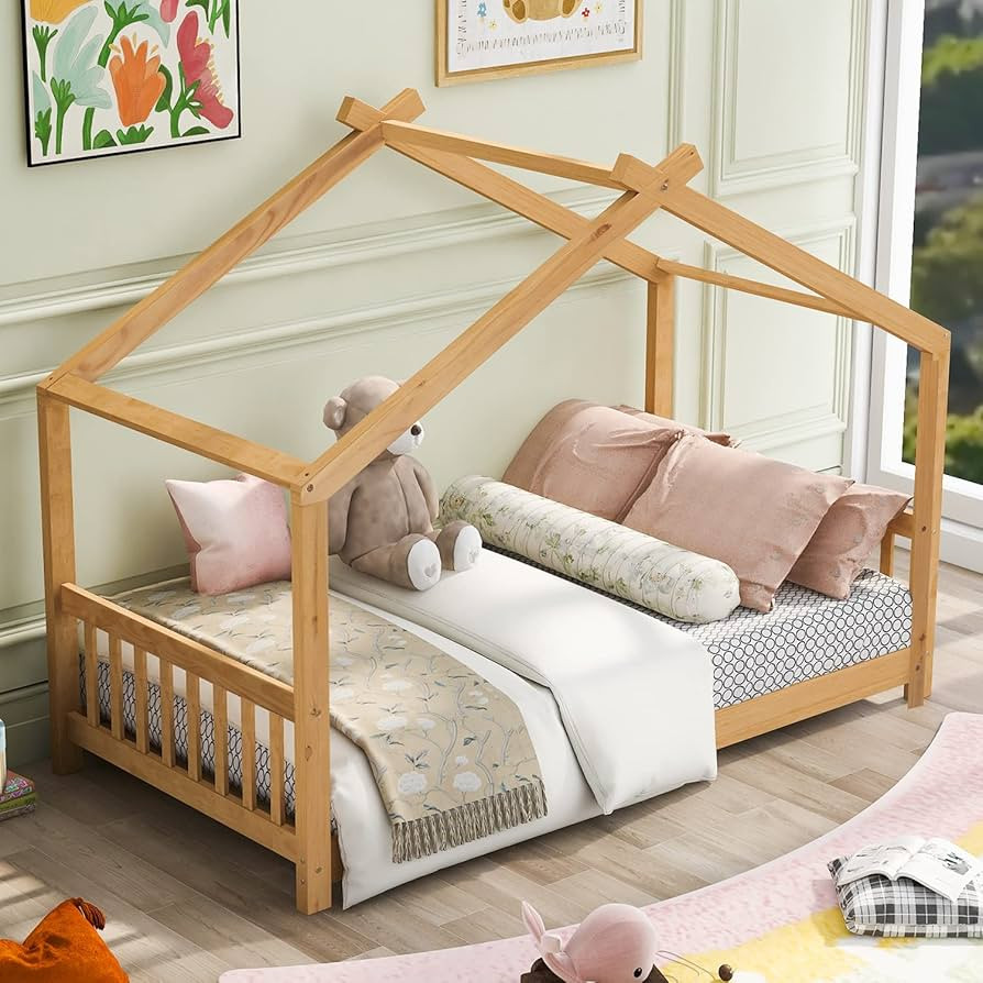 Bellemave Floor House Beds Wood Montessori Bed Frame Twin Size Platform Bed with Headboard & Foot... | Amazon (US)