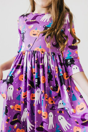 No Tricks, Just Treats 3/4 Sleeve Pocket Twirl Dress | Mila and Rose