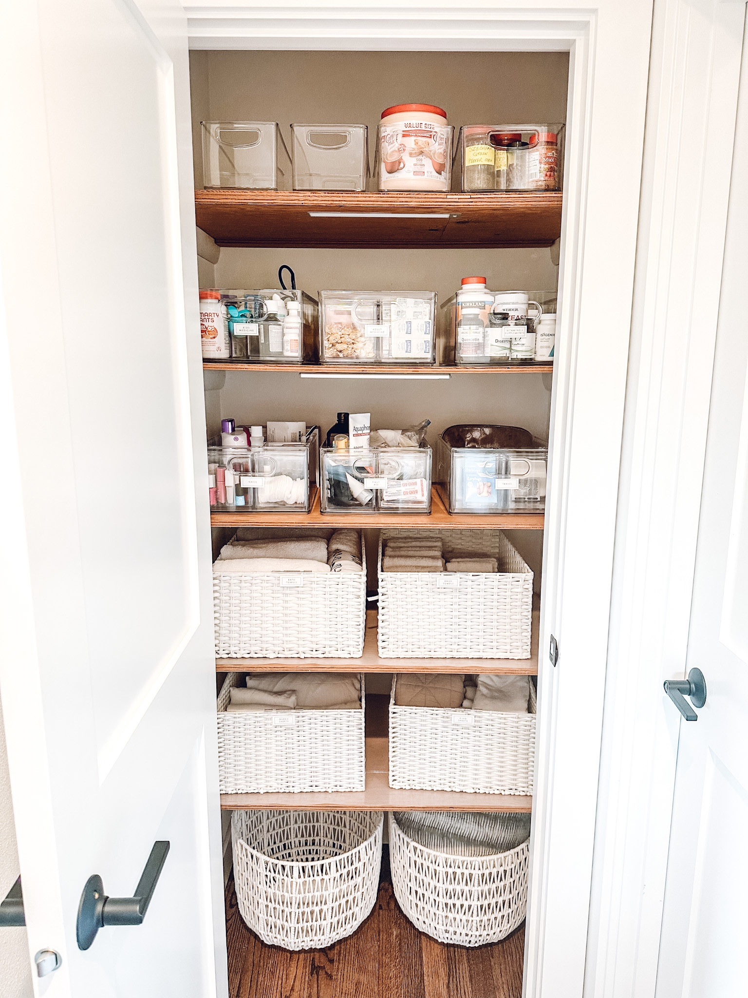 Linen closet organization. Threshold Rope Basket. Home Edit Tall Bin Organizer. Home Edit Divided All-Purpose Bin. IDesign Linus Deep Drawer Bin. The Container Store Montauck Rectangular Bin. Amazon LED Motion Sensor Cabinet Light✨

#LTKfamily #LTKhome #LTKkids