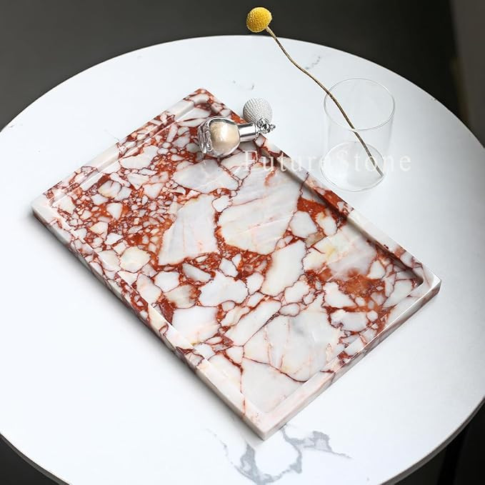 100% Natural Marble Serving Tray Luxury Marble Storage Tray for Home Decor Stone Tray for Bathroo... | Amazon (US)