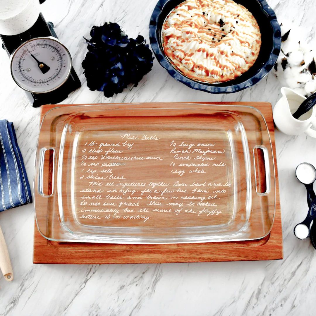 Personalized Casserole Dish Pyrex Baking Dish Engraved Handwritten Recipe | Etsy (US)