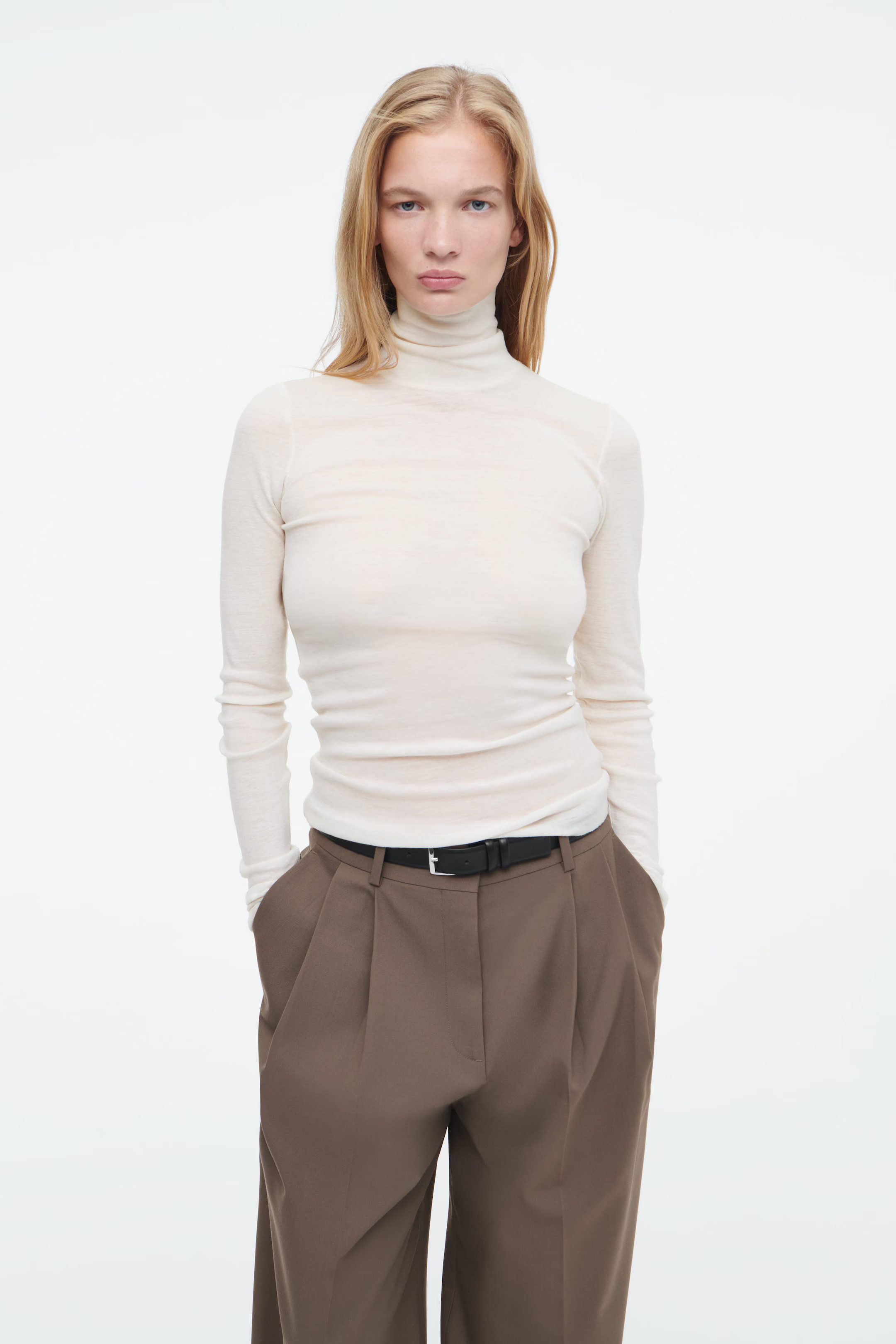 MERINO WOOL TURTLENECK TOP - WHITE | COS (AU)