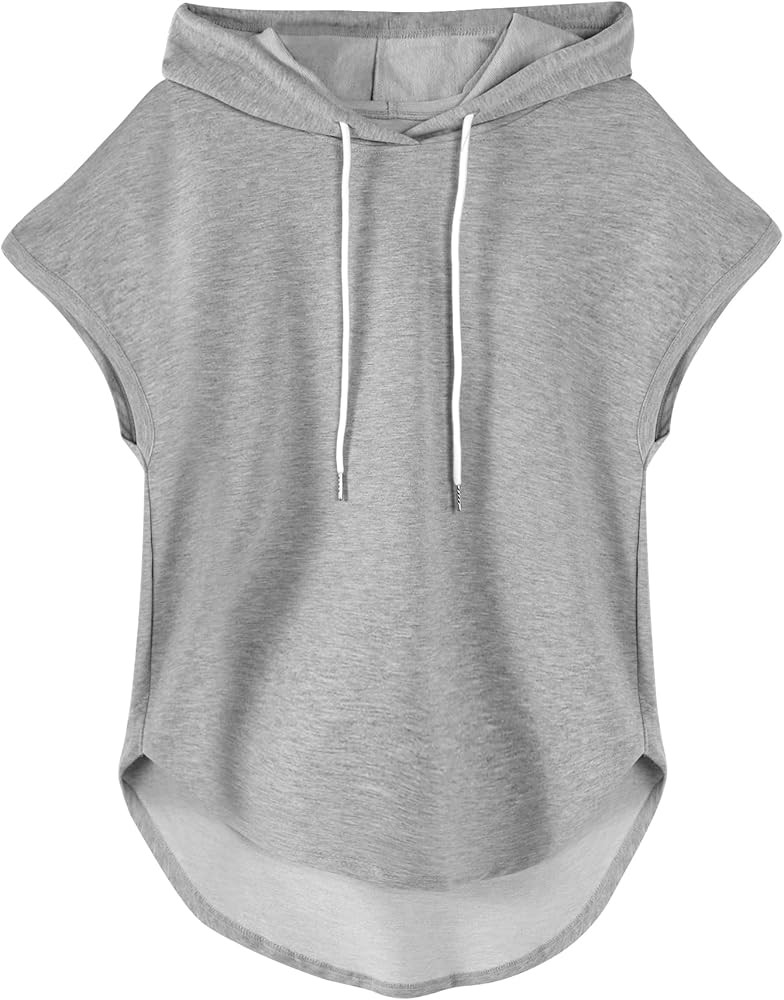 Remidoo Women's Sleeveless Sweatshirt Curved Hem Workout Hoodies Hooded Tank Top | Amazon (US)