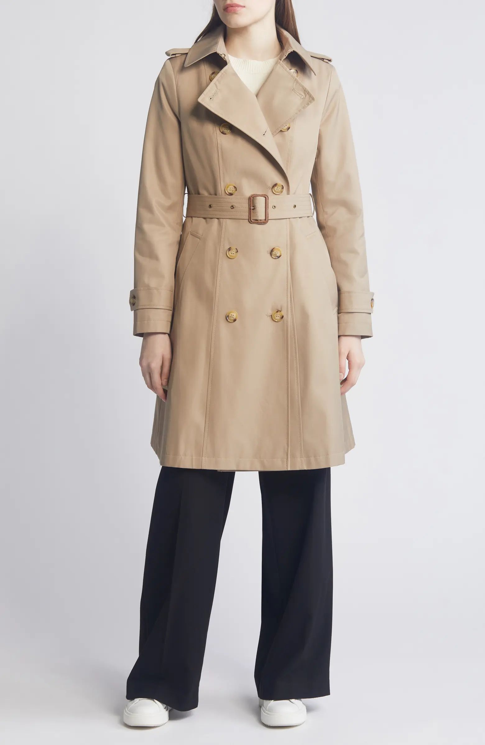 Lauren Ralph Lauren Water Resistant Belted Double Breasted Trench Coat | Nordstrom | Nordstrom