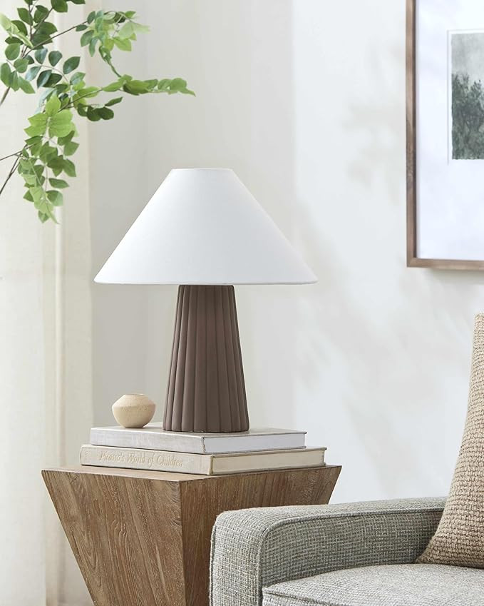 BoutiqueRugs Alfonsine Contemporary Geometric Ceramic Bedside Table Lamp for Bedroom Nightstand -... | Amazon (US)