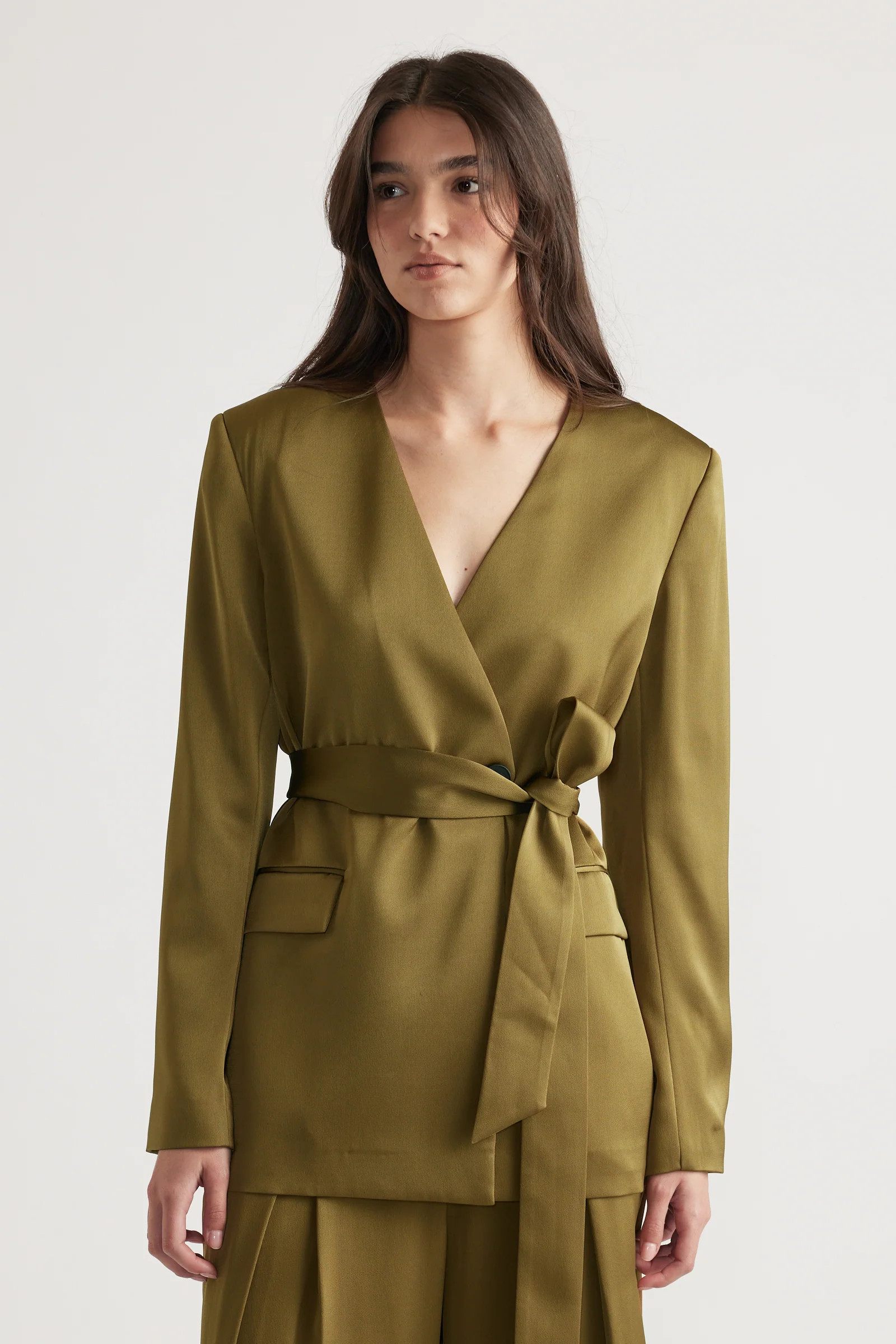 Sidney Satin Blazer - Chartreuse | DECJUBA