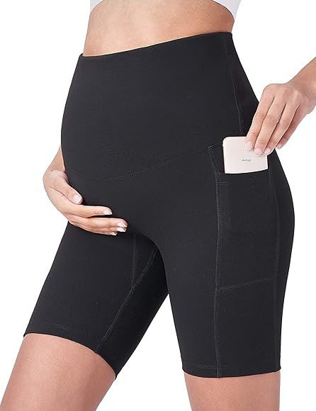 POSHDIVAH Women's Maternity Yoga Shorts Over The Belly Bump Summer Workout Running Active Short Pant | Amazon (US)